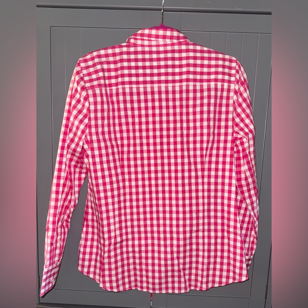 J. Crew Pink and White Gingham Button-Down Shirt - Picture 2 of 3